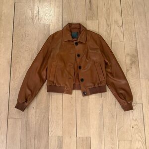 Mango Leather Bomber